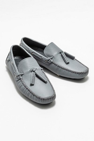 Elle Shoes Gray Leather Men's Casual Shoes