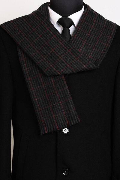 Esgue Viscose Black Smoked Plaid Patterned Scarf