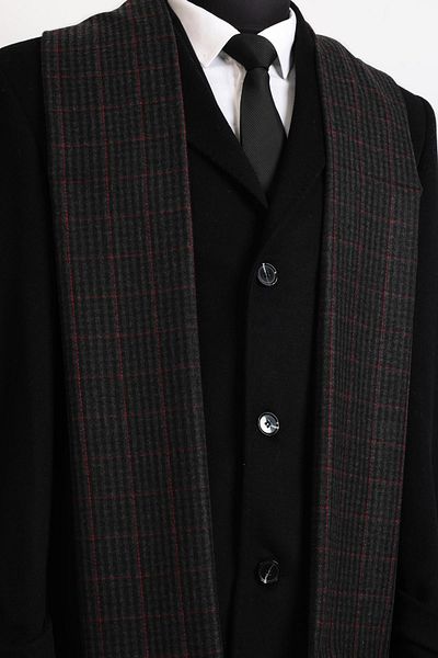 Esgue Viscose Black Smoked Plaid Patterned Scarf