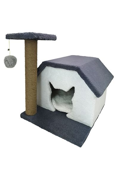 Sdypet Beige and Grey Cat Play House Platform Scratch Board