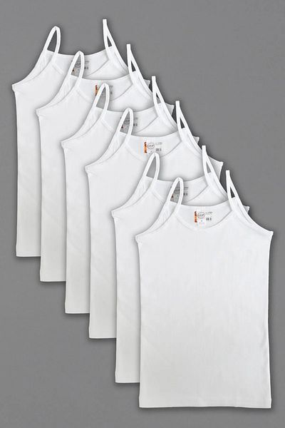 MOSTESS Girl's Rope Strap Undershirt Cotton 6 Pack White Color