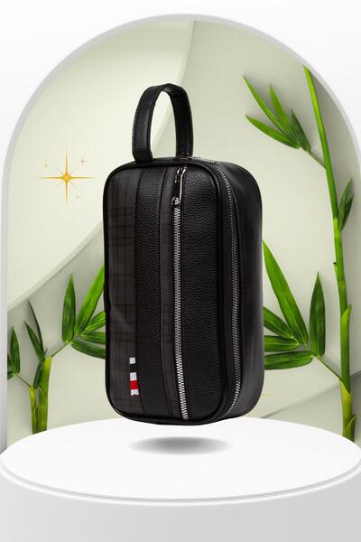 Adelina Bags Men's Leather Portfolio Handbag Travel Shaving Type Handbag