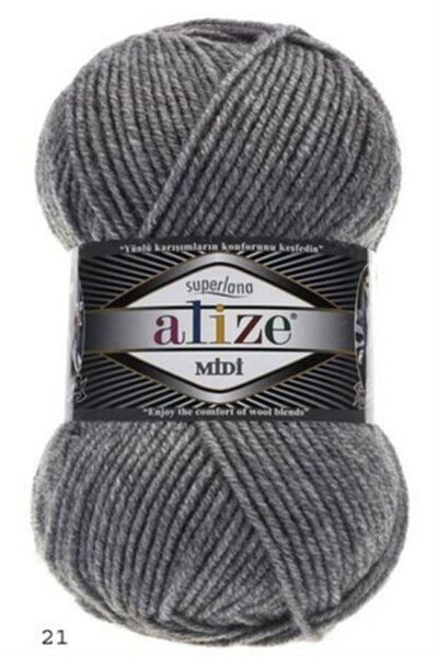 Alize 5 τεμάχια Süperlana Midi Grey Melange 21 Πλεκτό με το χέρι Κλωστή γιλέκο Ζακέτα Κλωστή Φουλάρι Μπερέ Πλεκτό Κλωστή