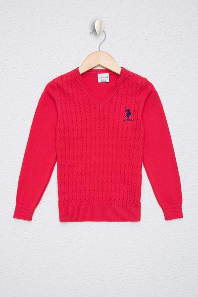 U.S. Polo Assn. Pulover de bază fuchsia pentru fete