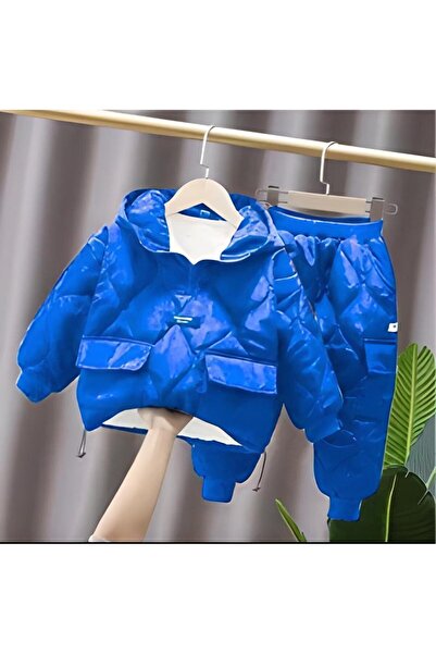 EsareModa Çocuk Kapitone Desenli İçi Kürklü Welsoft Astarlı Eşofman Takım