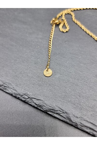 EGY Takı ve Aksesuar Çelik Burgu Zincir Yonca Madalyon Kolye