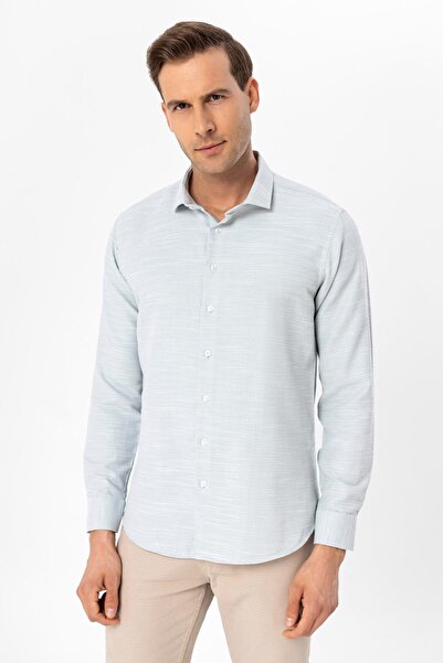 SÜVARİ Square Cuff Slim Fit Dobby Shirt