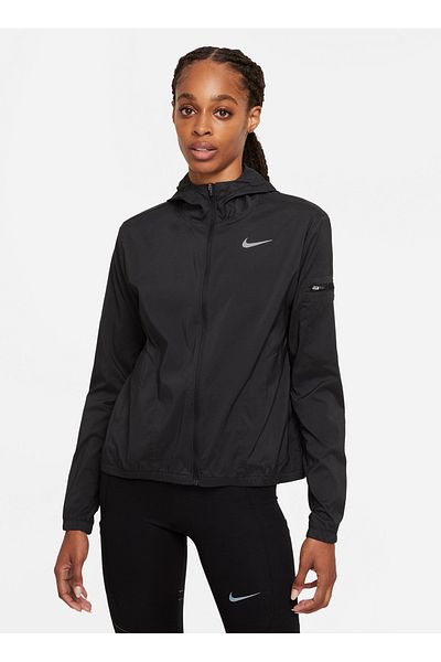 Nike Black - Gray - Silver Women's Hooded Collar Coat DH1990-010 W NK IMP LGHT JKT HD