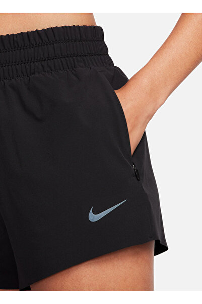 Nike Siyah - Gri - Gümüş Kadın Bol Paça Regular Fit Şort FB7628-010 W RUN DVN DF HR 3 SHORT