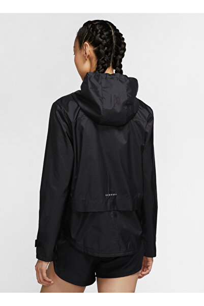 Nike Siyah - Gri - Gümüş Kapüşonlu Kadın İnce Mont CU3217-010 W NK ESSENTIAL JACKET