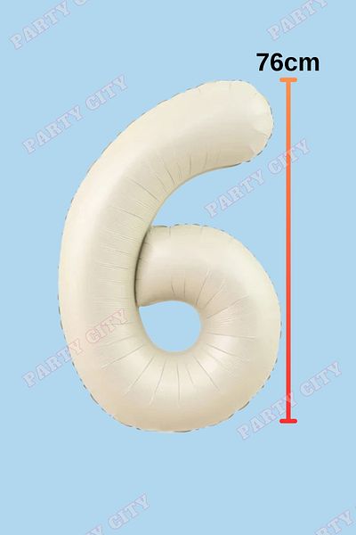 Party City 6 Year Old Foil Balloon Beige 34" inch 76cm Large Size Balloon Age Balloon