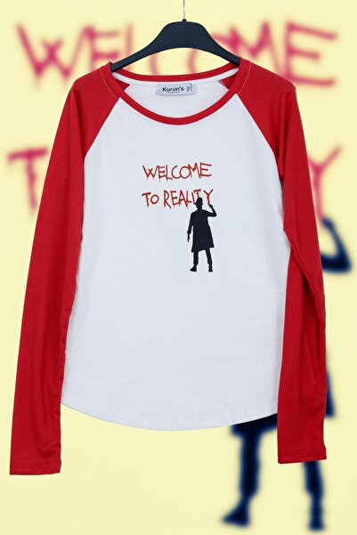 Kurun's Collection Tricou din bumbac cu mânecă lungă cu imprimeu raglan