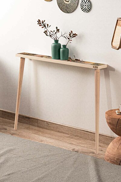 Resmo Lyon 102x12CM Dresuar Doğal Ağaç Tek Sıra Traverten Taşlı Antre Hol Koridor