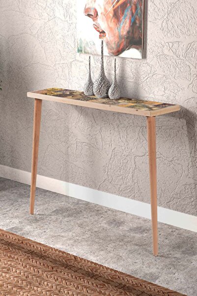 Resmo Lyon Doğal 22x102CM Dresuar Doğal Ağaç Çift Sıra Traverten Taşlı Antre Hol Koridor