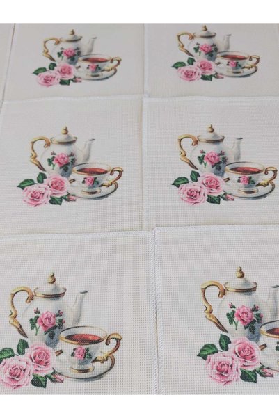 Goblen Atölyesi Printed tapestry in 20 cm fabric with color pink roses