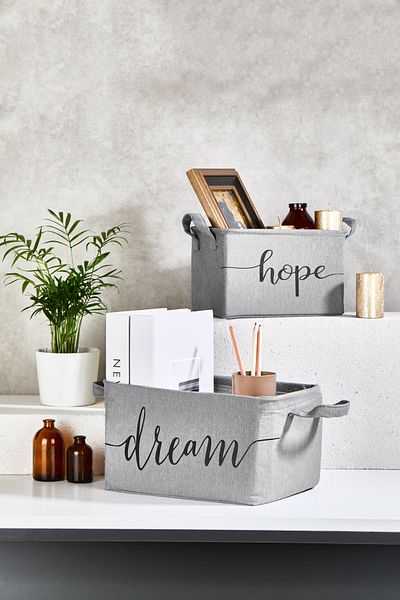 Serstil Gray Rectangular Large Size Basket - 21X30X18 cm