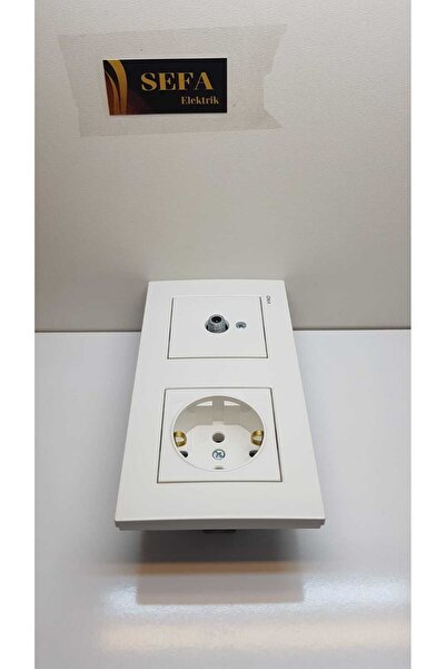 VİKO مقبس مؤرض للأقمار الصناعية، مجموعة مزدوجة بإطار أبيض، VIKO KARRE