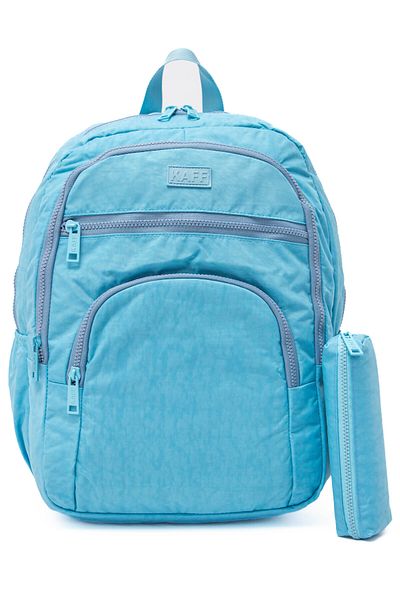 KAFF Unisex Turquoise 01101-SET Crinkle Fabric Waterproof School Travel Sports Daily Backpack with Pen Holder
