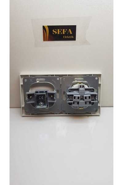 VİKO مقبس مؤرض للأقمار الصناعية، مجموعة مزدوجة بإطار أبيض، VIKO KARRE