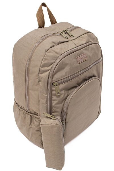 KAFF Unisex Brown 01101-SET Crinkle Fabric Waterproof School Travel Sports Backpack with Pen Holder