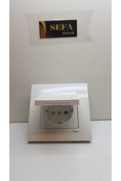 VİKO WHITE VİKO KARRE SERIES WITH COVER, EARTH, CHILD PROTECTION, SOCKET FRAME