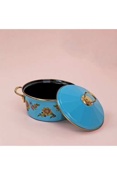 Glore Lorena Turquoise Enamel 20cm Pot with Lid