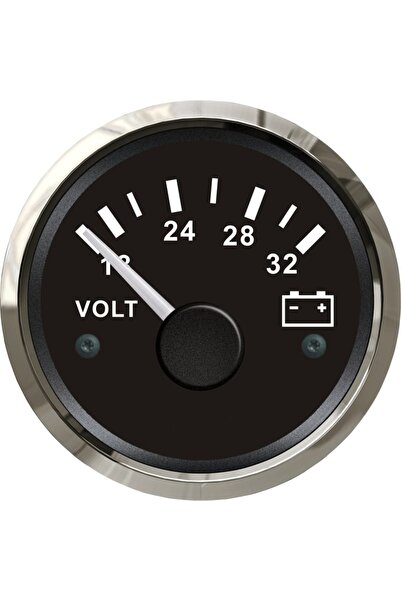 Mors Tekne Karavan Voltmetre Göstergesi. 55mm. 24V. Siyah