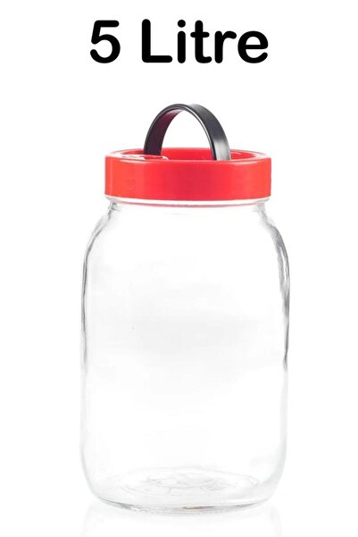 Tiesa Home 5 Litre Kapaklı Cam Turşu Bakliyat Saklama Kabı Kavanozu