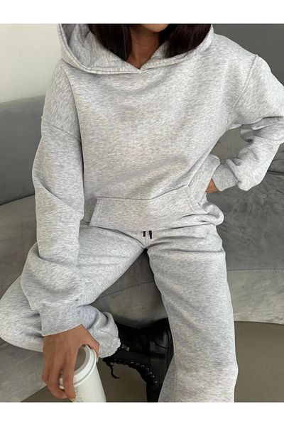 Monacube 3 Thread Raster Winter Thick Hooded Unisex Sweatshirt and Sweatpants