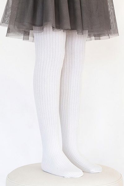 Daymod Girl's Rib Soft White Ribbed Bamboo Thick Winter Pantyhose