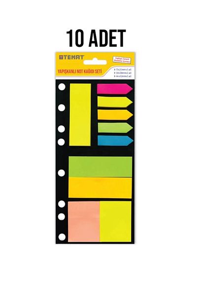 Temat Adhesive Note Paper Set 75x25 3 Pieces 50x38 2 Pieces 44x12 5 Pieces