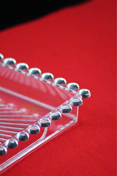 Tiesa Home 12 Parça Dikdörtgen Mika Şeffaf Tepsili Lokumluklu Kahve Yanı Sunum Seti