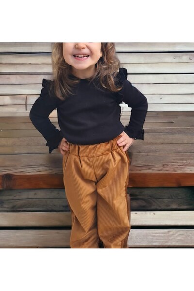 BEBEĞİME ÇORAP Kislány bordás fodros ujjakkal - Lány blúz