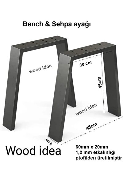 wood idea 45 Cm Metal Bench-bank-sehpa-orta Sehpa Ayağı 2 Adet Metal Mobilya ...