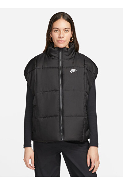 Nike Siyah - Gri - Gümüş Kadın Dik Yaka Regular Fit Yelek FB7679-010 W NSW TF THRMR CLSC VEST