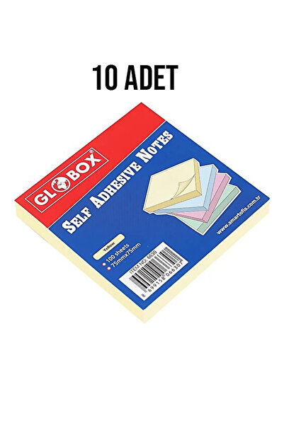 Globox 75x75 100 аркушів клейких нотаток пастельно-жовтого кольору, 10 штук