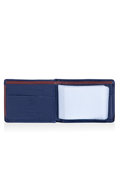 U.S. Polo Assn. BASE. Polo Assn. 7612 Genuine Leather Men's Wallet Card Holder DARK BLUE