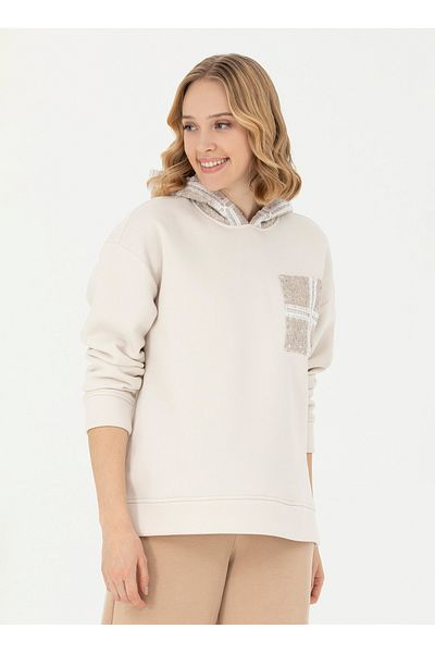 U.S. Polo Assn. BASE. Polo Assn. Hooded Collar Stone Women's Sweatshirt NASIT