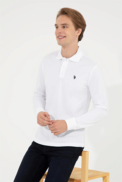 U.S. Polo Assn. Біла чоловіча кофта з поло-комірцем - G081GL082.000.1451570.VR013