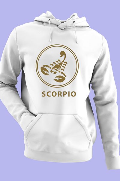 Raf Coll Hanorac oversize unisex cu glugă Scorpion Zodiac Design Imprimat digital Fleece interior cu două fire