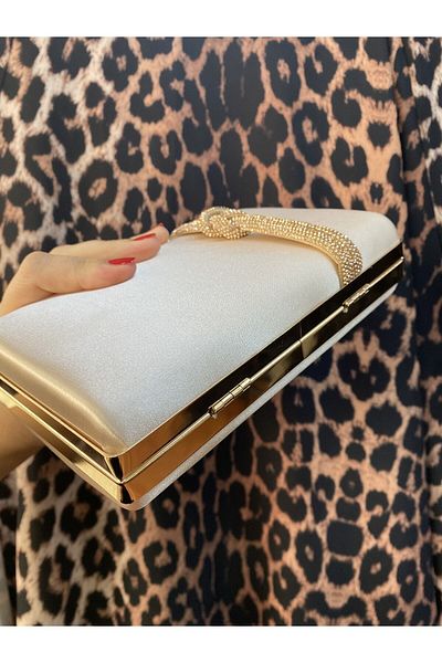 NAZART Γυναικείο βραδινό φόρεμα από σατέν πέτρα Clutch Portfolio Hand Night Wedding Bag