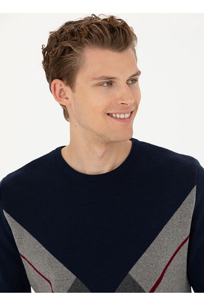 U.S. Polo Assn. Мъжки пуловер U.S. Polo Assn. с кръгло деколте, стандартна кройка, тъмносин, BARN