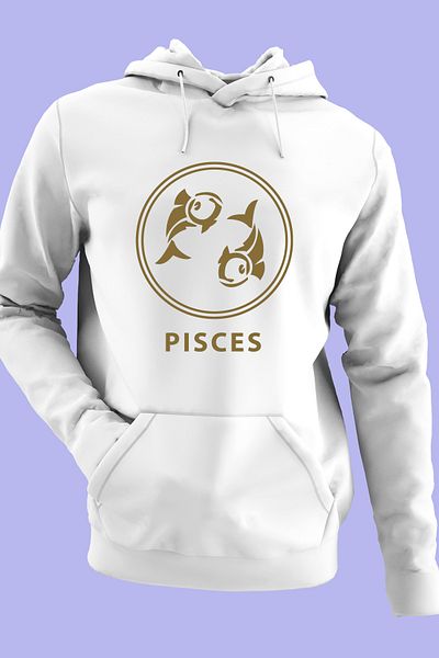 Raf Coll Hanorac unisex supradimensionat cu glugă Pești Zodiac Design Imprimat digital Fleece interior cu două fire