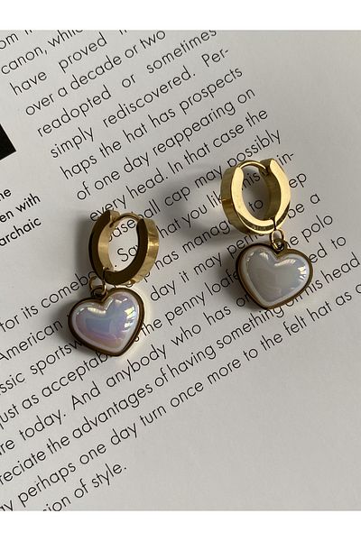 Pinery Jewels زوج من الأقراط المطلية بالفولاذ المقاوم للتشويه على شكل قلب عتيق