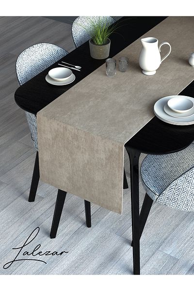 Lalezar Velvet Effect Stone Color Aura Series Runner 40 X 140