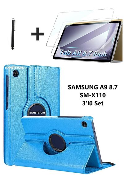 TEKNETSTORE سامسونج جالاكسي تاب A9 8.7 بوصة متوافق مع التابلت 360 درجة من جلد البولي يوريثان Sm-x110