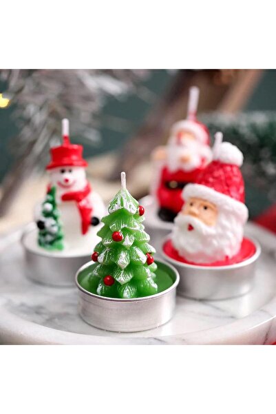 nesever store Yılbaşı 4'lü Karışık Hediye Paketli Mum Yılbaşı Mumu