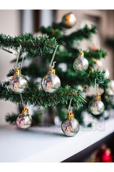 Happyland Christmas Pine Tree Ball 3cm Silver Shiny 6 Pieces Mini Christmas Ball 3 Cm Silver Cici Balls