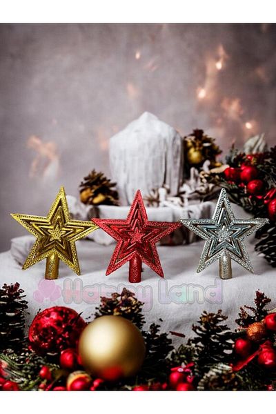 Happyland Christmas Tree Ornament 3 Colors Mini Hill Stars 10 cm Pine Tree Mini Hill Star 3 Pcs