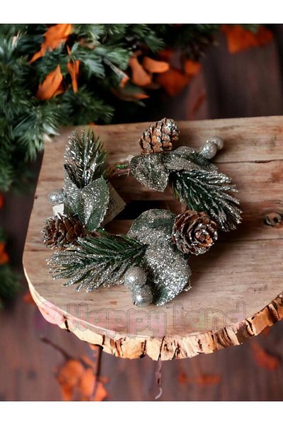 Happyland Christmas Candle Holder Silver Glitter Cone Natural Decorative Christmas Candle Holder Ornament Christmas Decor